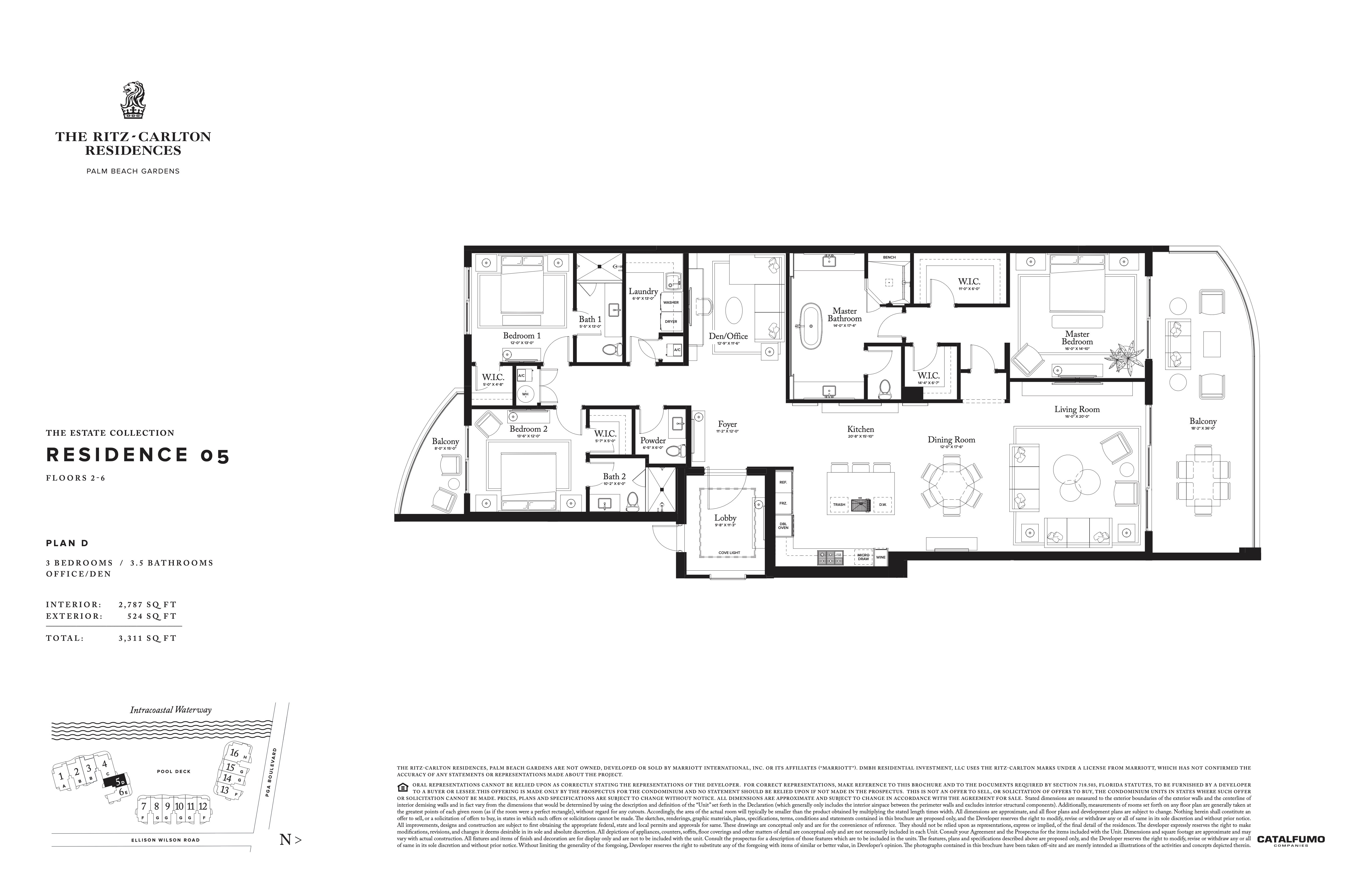 Floor Plan for Ritz Palm Beach Gardens Floorplans, Plan D